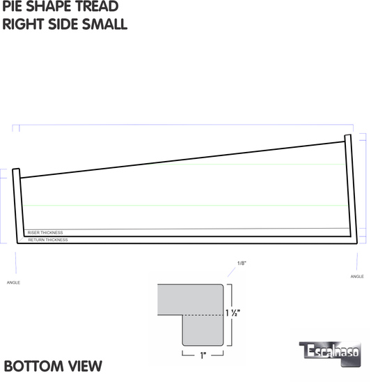 (13653) PIE SHAPE TREAD ADD CAP BOTH SIDES RIGHT SIDE SMALL