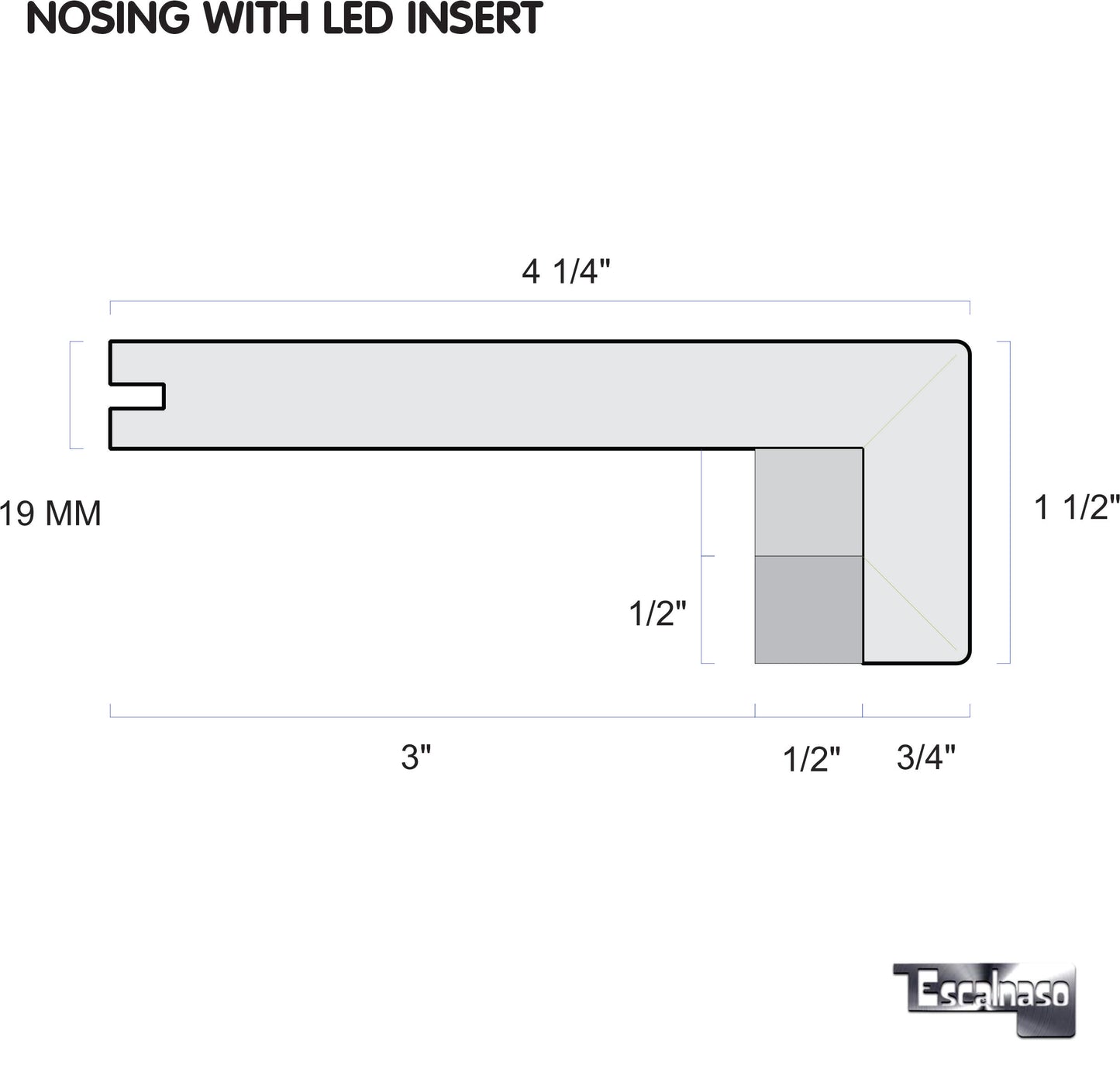 (10003) FABRICATED NOSING WITH LED INSERT